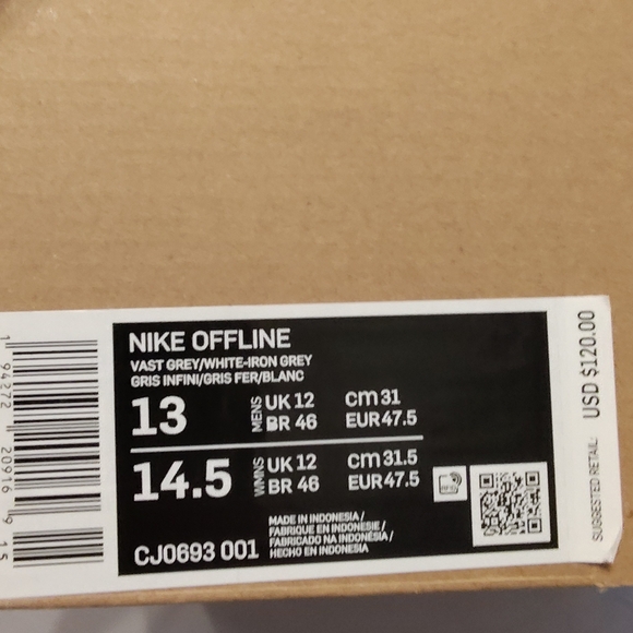 NIKE OFFLINE N.354 MEN’S SLIDE SHOES VAST GREY WHITE SIZE 13 NEW IN BOX - Picture 14 of 16
